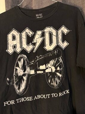 AC/DC Black Tee with White Cannon Graphic